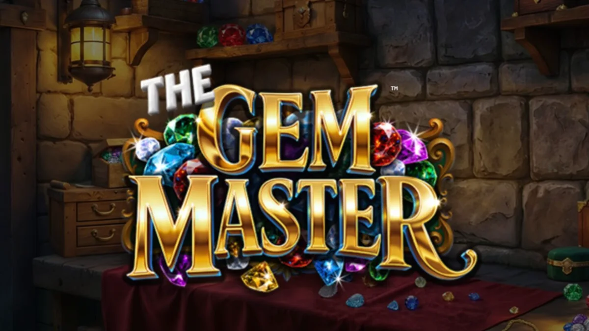 Tampilan visual slot The Gem Master dengan latar belakang bengkel perhiasan mewah